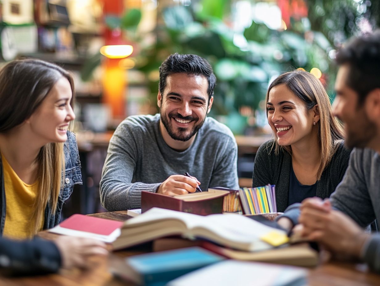 Participants in a language exchange program engaging in conversation