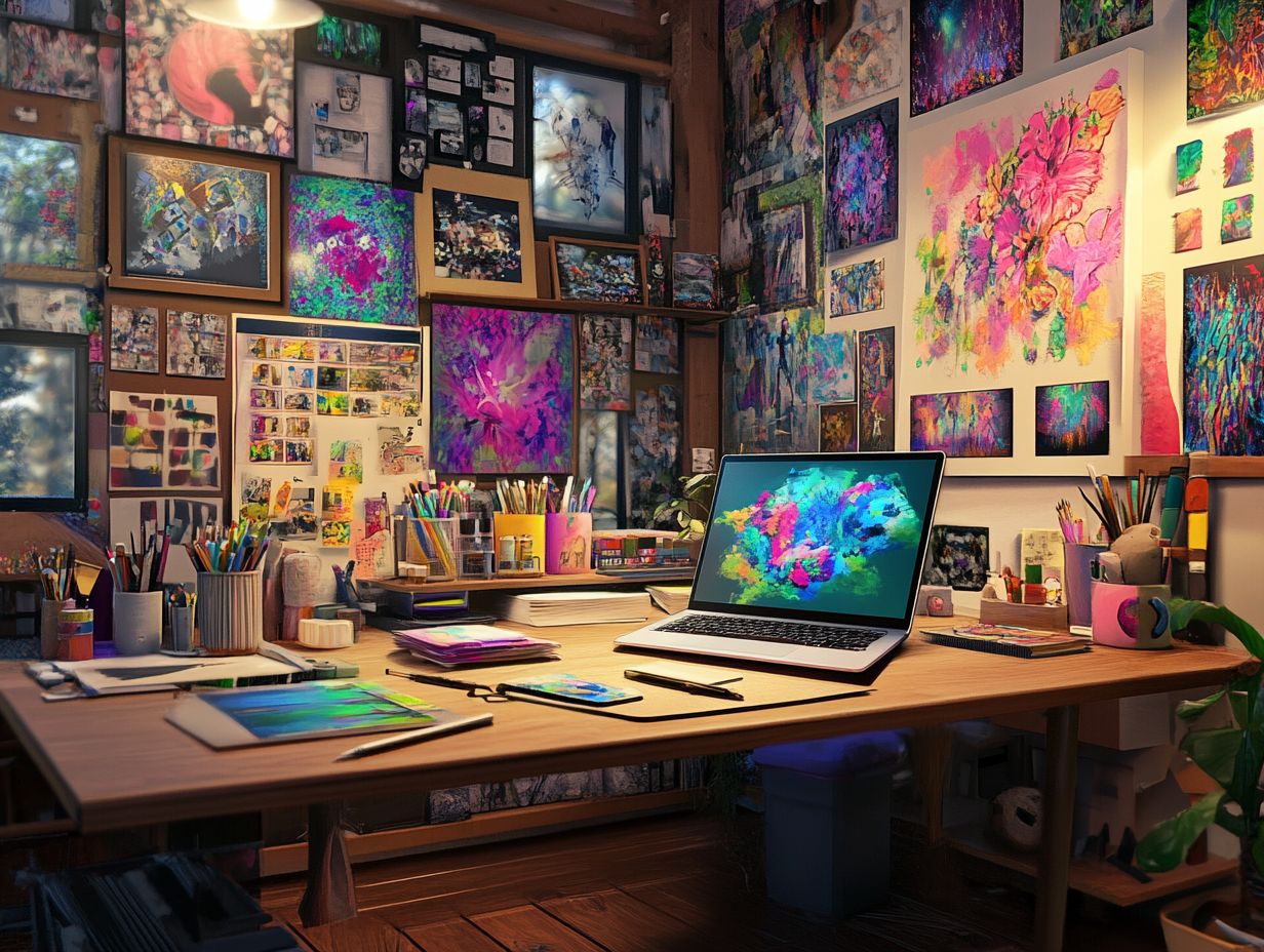 A colorful digital art piece illustrating digital art tools